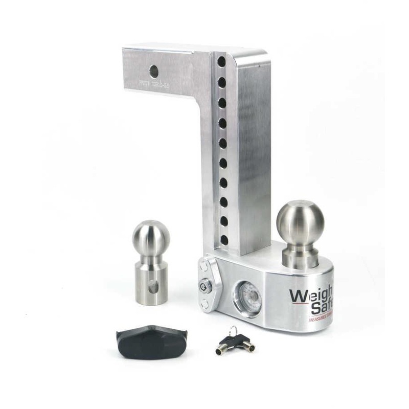 Weigh Safe 10in Drop Hitch w/Built-in Scale & 2.5in Shank (10K/18.5K GTWR) – Aluminum