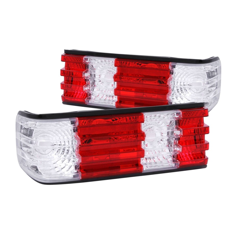 1981-1991 Mercedes Benz S CLASS W126 300SE/300SEL/380SE/380SEL/420SEL/500SEL/560SEL/300SD/300SDL/350SD/350SDL Tail Lights Chrome Red/Clear Lens