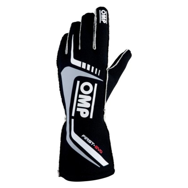 OMP First Evo Gloves (FIA 8856-2018) – Black | Size Small