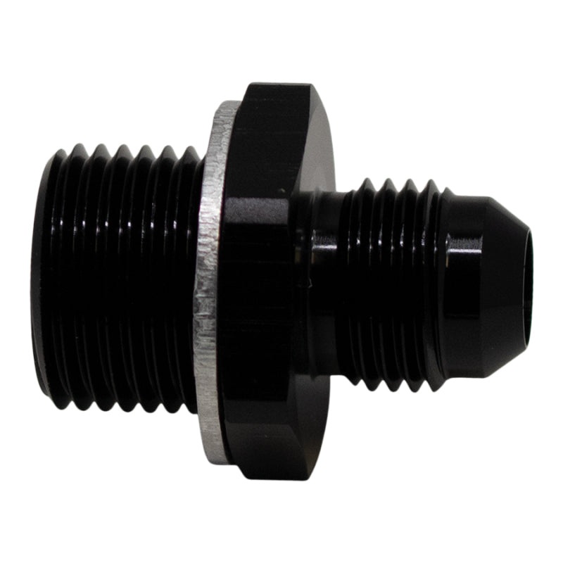 DeatschWerks 6AN Male Flare to M18 X 1.5 Male Metric Adapter (Incl Washer) – Anodized Matte Black